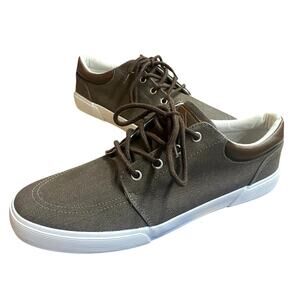 St. John's Bay Men's Bryce Denim Canvas Shoe 10M Tan Khaki Lace Up Lightweight